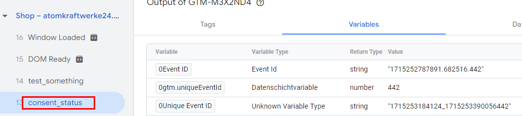 Event ID Variablenwerte