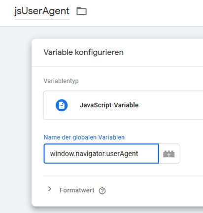 User Agent als Tag Manager Variable
