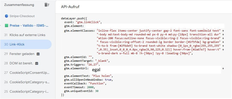 Keine Referenzen zu Triggern in GTM Event Push