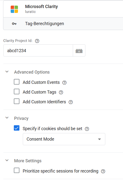 Luratic Clarity GTM-Template mit Privacy-Einstellungen: Cookies per Consent Mode steuern und Option zur Session-Priorisierung
