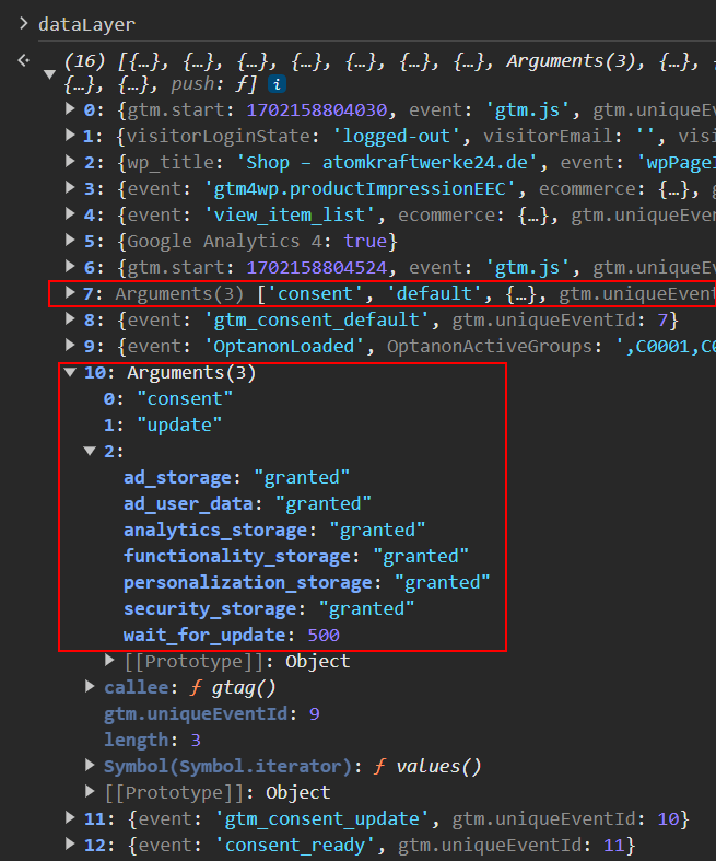 Consent Mode im dataLayer