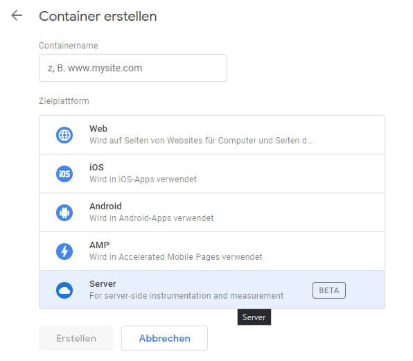 Server-Container anlegen