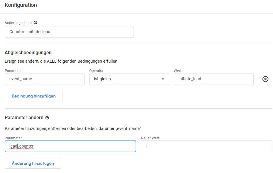 Eventmodifikation in GA4 zur Zählung verwenden