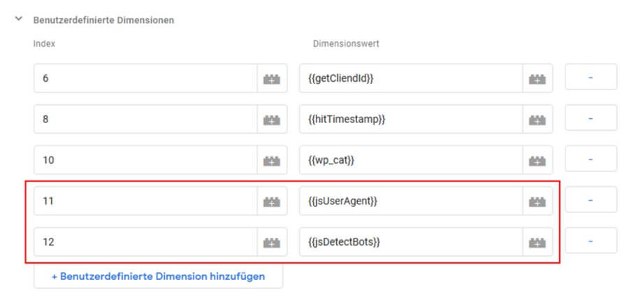 Bot Marker als Dimension übergeben