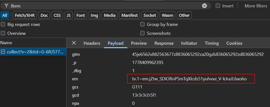 GA4 Request mit em Parameter im Network Tab