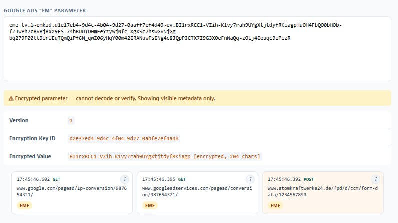 Verschlüsselt statt Hash: eme Parameter im Enhanced Conversion Data Validator