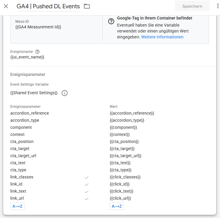 Generisches GA4 Tag für Ereignisse per dataLayer