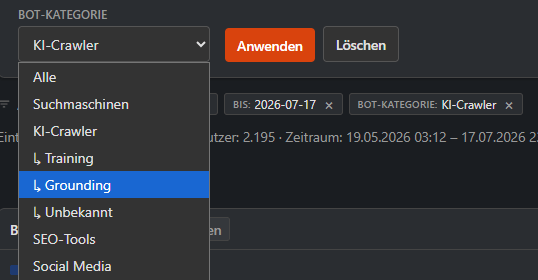Filter-Baum: KI-Crawler mit Unterpunkten Training und Grounding