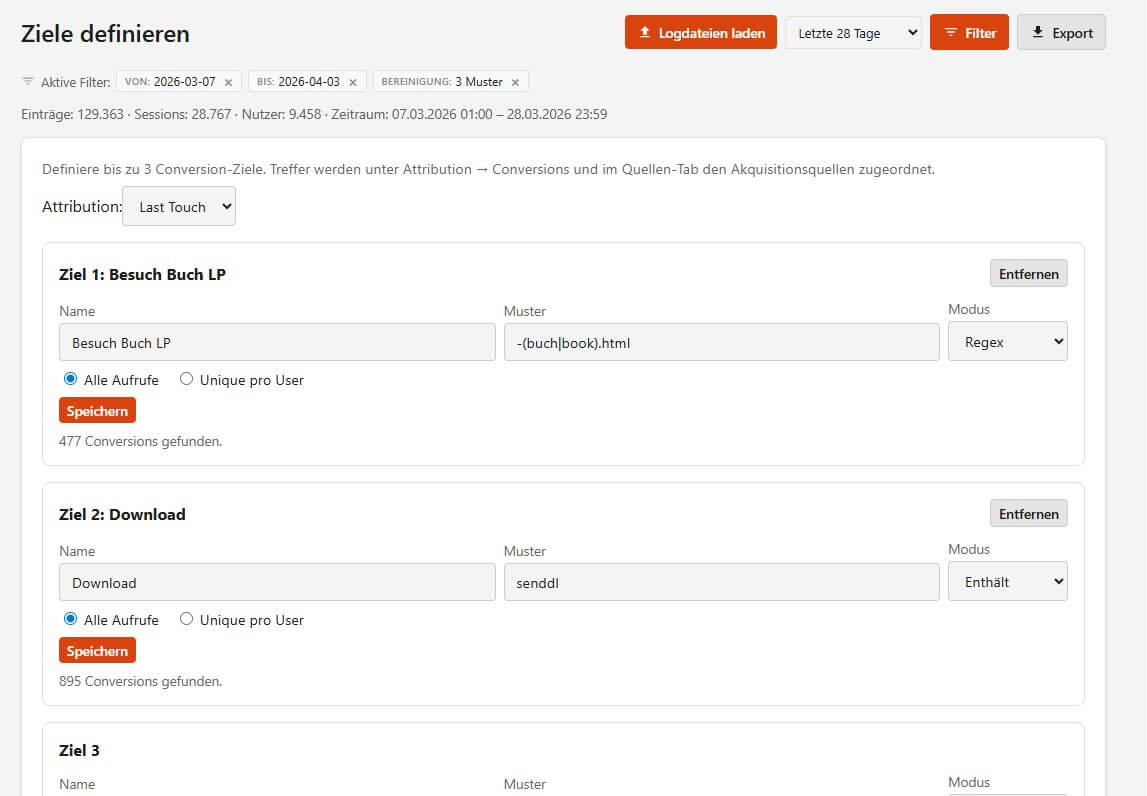 Conversion-Goals definieren: Pfad-Muster, Zählmodus und Attribution