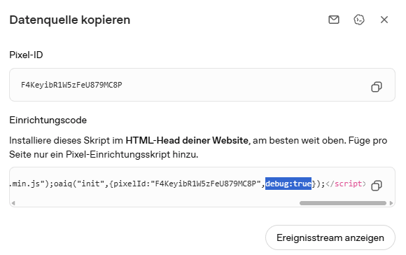 OpenAI Pixel Code im Ads Manager