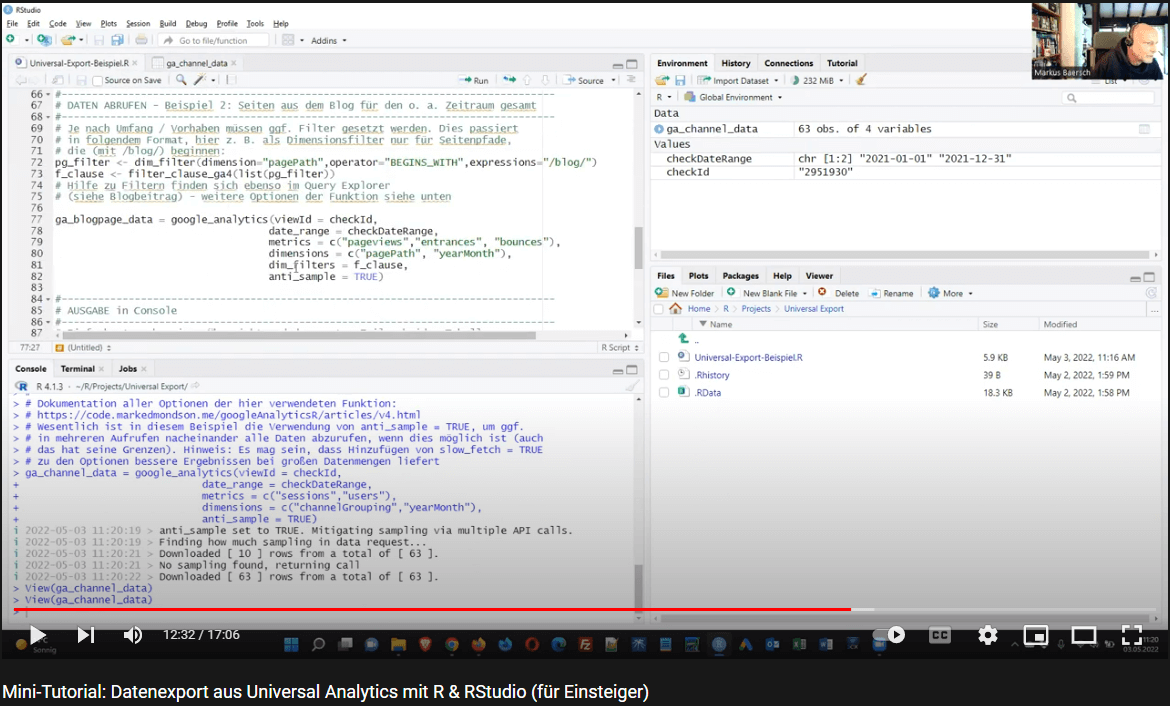 Tutorial zum R Script auf YouTube