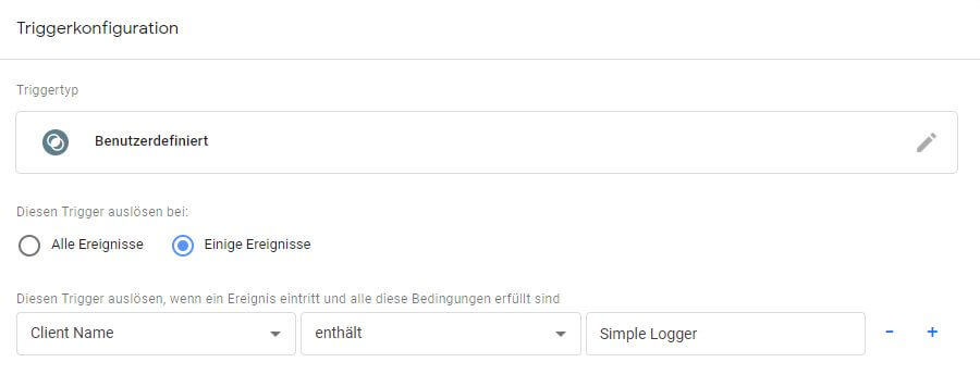 Trigger für UA Tag und den eigenen Client