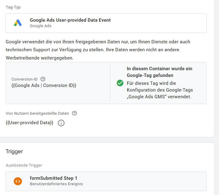 Nutzerdaten als eigenes Tag in GTM senden
