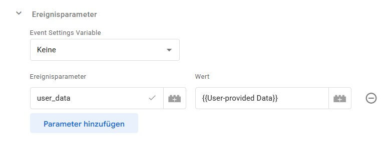Nutzerdaten als Ereignisparameter der Conversion in GTM