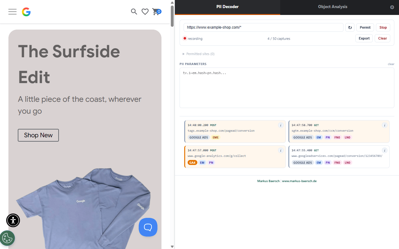 Live-Recording von Google-Ads- und GA4-Requests inklusive Tag Gateway und server-side GTM