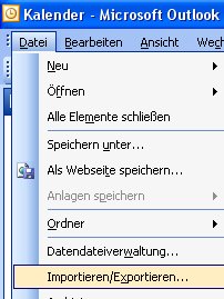 Importassistent in Outlook starten