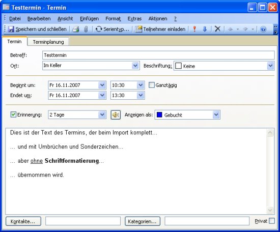 Termin in Outlook