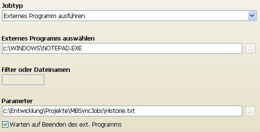 Externen Programmaufruf definieren